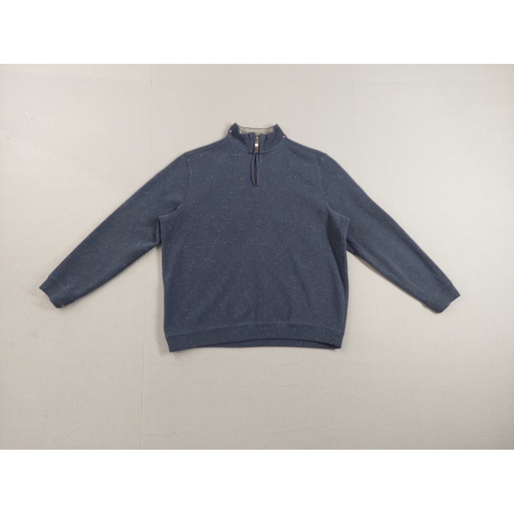 Tasso Elba Men Sweater L Dark Blue 1/4 Zip Mock Neck Long Sleeve Warmer Pullover